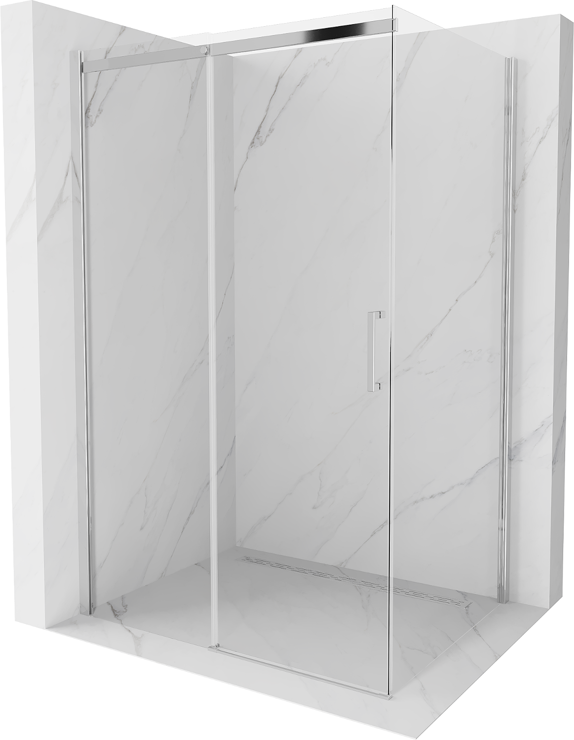 Mexen Omega extendable shower cubicle 130 x 100 cm, Transparent, Chrome - 825-130-100-01-00