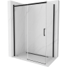 Mexen Omega extendable shower cubicle 150 x 80 cm, Transparent, Black - 825-150-080-70-00
