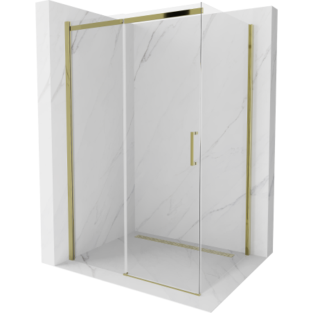 Mexen Omega extendable shower cubicle 120 x 70 cm, Transparent, Gold - 825-120-070-50-00