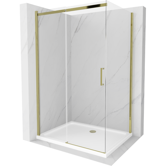 Mexen Omega extendable shower cubicle 120 x 90 cm, Transparent, Gold