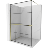 Mexen Kioto+ shower screen with a shelf and rail 140 x 200 cm, Transparent/Black pattern 8 mm, Gold - 800-140-121-50-77