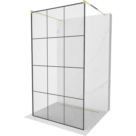 Mexen Kioto free-standing shower screen 120 x 200 cm, Transparent/Black pattern 8 mm, Gold - 800-120-002-50-77