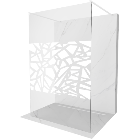 Mexen Kioto free-standing shower screen 100 x 200 cm, Transparent/White pattern 8 mm, White - 800-100-002-20-85