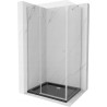 Mexen Roma hinged shower cubicle 100 x 80 cm, Transparent, Chrome + shower tray Flat, Black - 854-100-080-01-00-4070