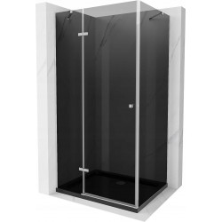 Mexen Roma hinged shower cubicle 100 x 80 cm, Graphite, Chrome + shower tray Flat, Black - 854-100-080-01-40-4070