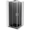 Mexen Rio square shower cubicle 80 x 80 cm, Graphite, Chrome + shower tray Flat, Black - 860-080-080-01-40-4070