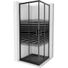 Mexen Rio square shower cubicle 90 x 90 cm, Stripes, Black + shower tray Flat, Black - 860-090-090-70-20-4070B
