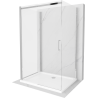 Mexen Omega extendable 3-walled shower cubicle 130 x 100 cm, transparent, Chrome + shower tray Flat - 825-130-100-01-00-3s-4010