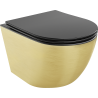 Mexen Lena Rimless toilet bowl with a slim soft close toilet seat, duroplast, Black matt/gold line pattern - 30224077