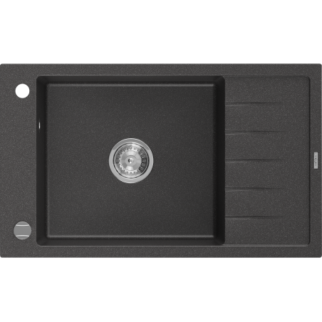 Mexen Elias 1-compartment granite sink with a short drip tray 795 x 480 mm, Spotted black - 6511791005-76