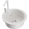 Mexen Diego 1-compartment granite sink with a kitchen mixer tap Rita, White - 6512-20-670300-20