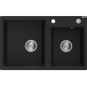 Mexen Tomas 2-compartment granite sink 800 x 500 mm, Black, siphon Chrome - 6516802000-77